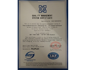 Dongping Branch Quality System Certificate ISO9001